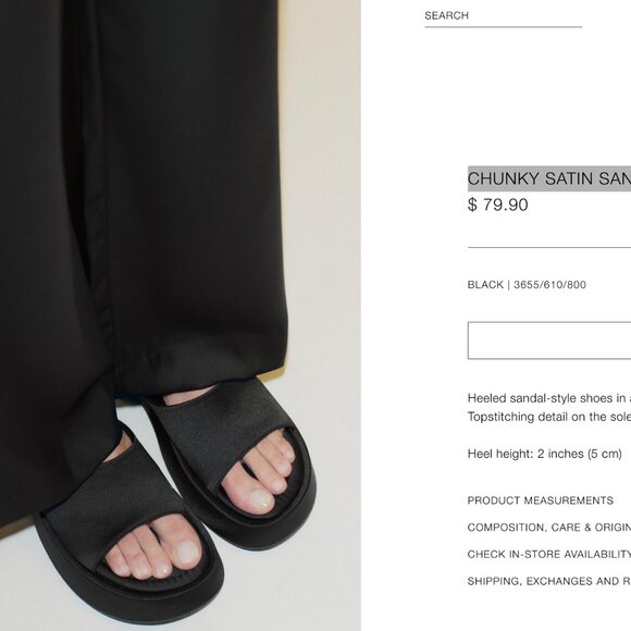 ZARA CHUNKY SATIN SANDLES SIZE 41 - Picture 5 of 5